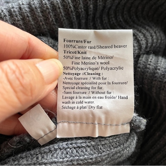 Frett Gray Wool Blend Real Fur Trimmed Turtleneck Tunic Sweater - S 🇨🇦 - Picture 8 of 8